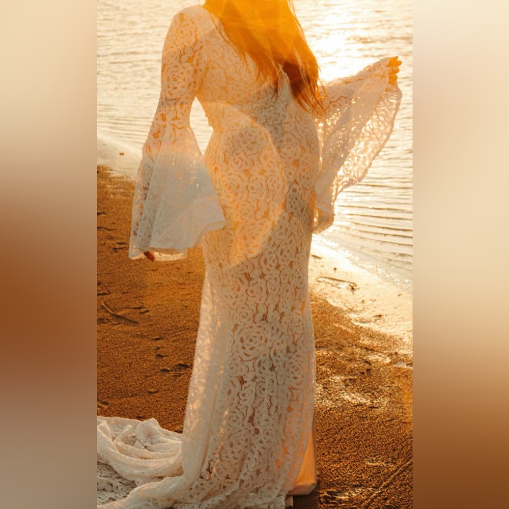 Lulus- Elegant White Lace Maxi Dress - Picture 5 of 5